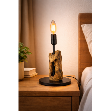 Lampa de masa din lemn recuperat  - handmade