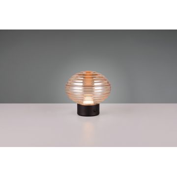 Lampa de masa Earl, RL, 15.5x14.5 cm, 1.5W, 1x SMD, metal, negru mat/chihlimbar