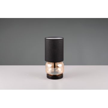 Lampa de masa Elio, TRIO, 13.5x28.5 cm, 40W, 1x E27, metal, negru mat/chihlimbar