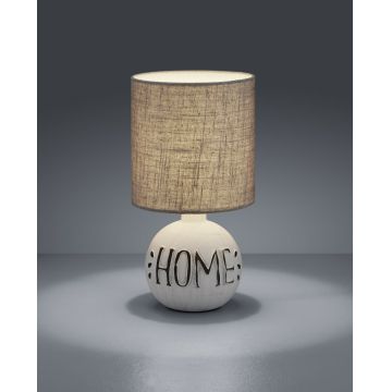Lampa de masa Esna Home, RL, 16.5x31 cm, 40W, 1x E14, ceramica/textil, gri/alb