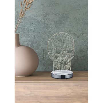 Lampa de masa Skull, RL, 14.5x12x21.5 cm, 7W, 1x SMD, metal, argintiu