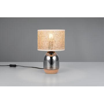 Lampa de masa Tara, TRIO, 20x32.7 cm, 10W, 1x E27, sticla, argintiu/bej
