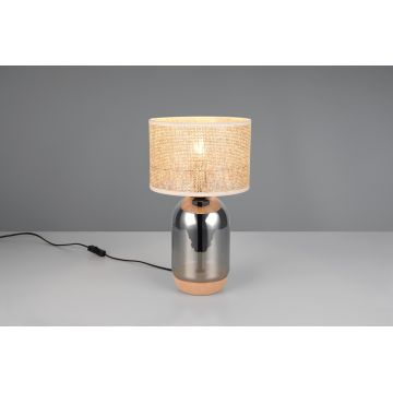 Lampa de masa Tara, TRIO, 25x43 cm, 10W, 1x E27, sticla, argintiu/bej