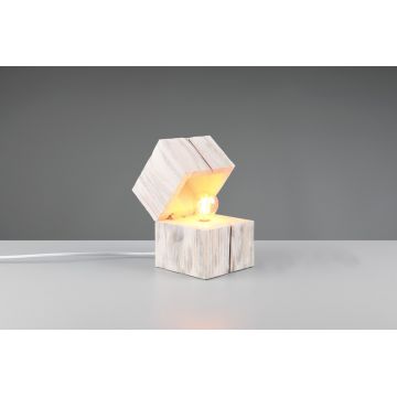 Lampa de masa Treasure, TRIO, 12x12x16 cm, 2W, 1x E14, lemn, alb