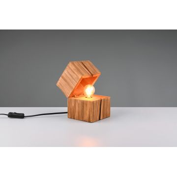 Lampa de masa Treasure, TRIO, 12x12x16 cm, 2W, 1x E14, lemn, natur
