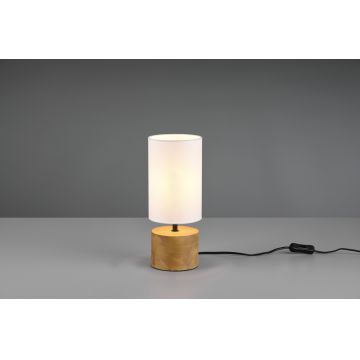 Lampa de masa Woody, RL, 12x30 cm, 40W, 1x E14, lemn/textil, alb/natur