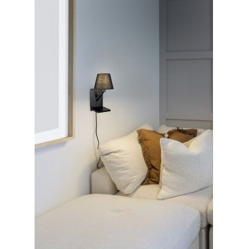 Lampa de perete Comfort, TRIO, 16x18x31 cm, 40W, 1x E14, metal, negru mat