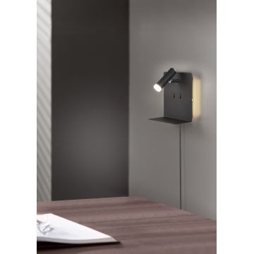 Lampa de perete Element, TRIO, 16x20 cm, 3W / 1.5W, 2x SMD, metal, negru mat