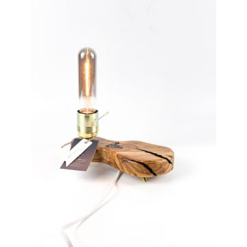 Lampa decorativa din lemn de maslin ,   baza organica joasa ,   handmade