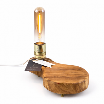 Lampa decorativa din lemn de maslin ,   baza organica joasa ,   handmade
