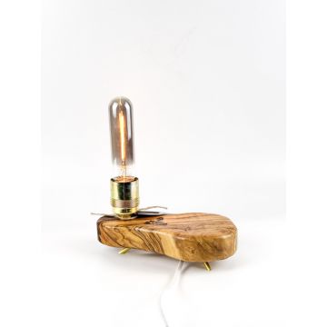 Lampa decorativa din lemn de maslin ,   baza organica joasa ,   handmade