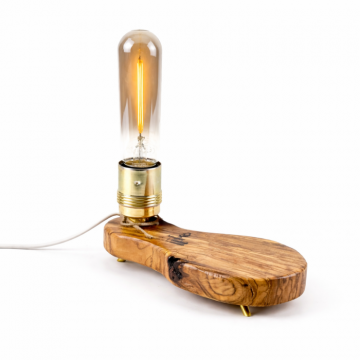 Lampa decorativa din lemn de maslin ,   baza organica joasa ,   handmade