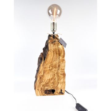 Lampa decorativa din lemn de maslin ,   forma organica verticala ,   handmade