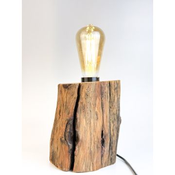 Lampa decorativa handmade din trunchi masiv de lemn, stil rustic