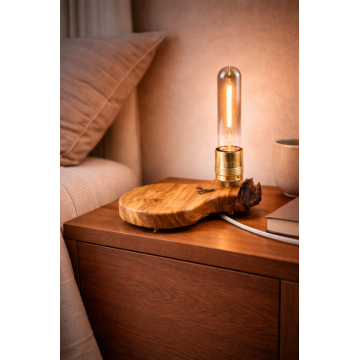 Lampa din lemn de maslin - handmade