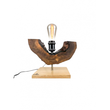 Lampa din lemn de nuc - forma curbata cu baza stejar - handmade