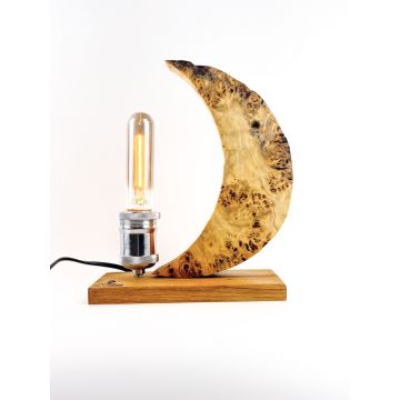 Lampa din lemn de plop ,   forma de luna