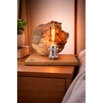 Lampa din plop cu baza de stejar - handmade