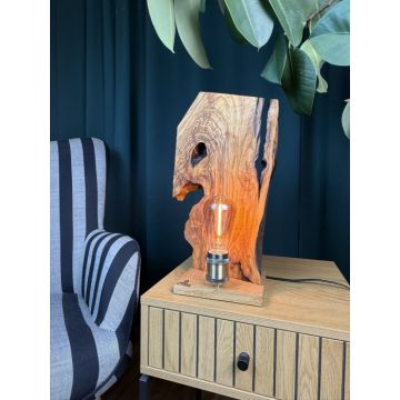 Lampa handmade din lemn de maslin masiv ,   unicat Mugur de Lumina