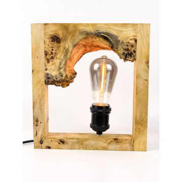 Lampa handmade din lemn masiv cu rama naturala