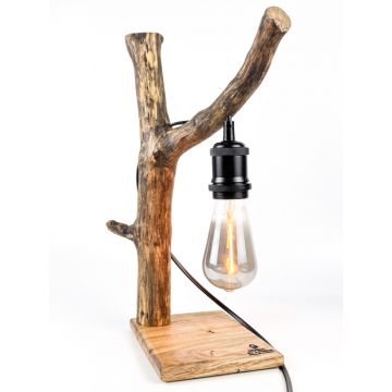 Lampa handmade din ramura naturala cu baza de stejar ,   unicat