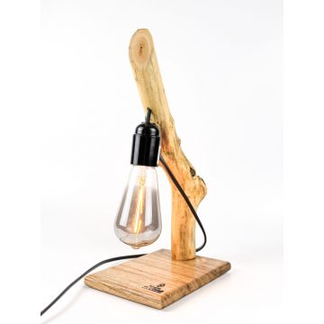 Lampa handmade din ramura naturala cu baza de stejar