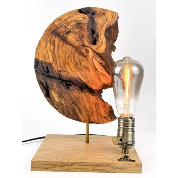 Lampa handmade , zLuna de Foc,   din lemn de maslin ars natural