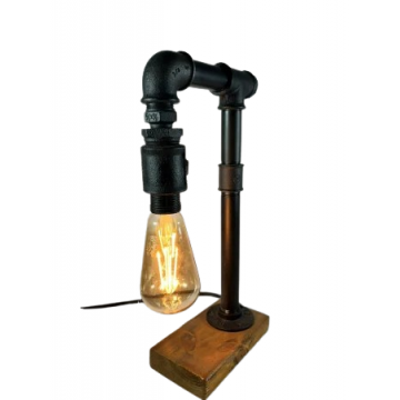 Lampa industriala , Mugur de Lumina ,   Handmade cu tevi metalice si lemn