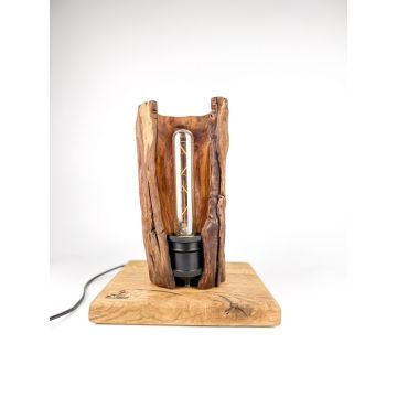 Lampa sculpturala din lemn natural masiv, Mugur de Lumina ,   handmade unicat cu design deschis