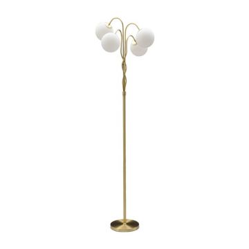 Lampadar alb-auriu cu abajur din sticlÄ(Ã®nÄu0083lÈu009Bime 176 cm) Glamy âu0080Mauro Ferretti