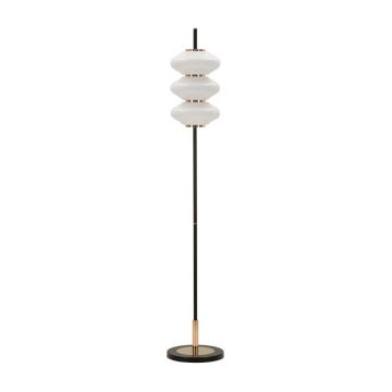 Lampadar alb-negru cu abajur din sticlÄ(Ã®nÄu0083lÈu009Bime 168 cm) Vintage âu0080Mauro Ferretti
