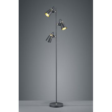 Lampadar Edward, TRIO, 38x23x160 cm, 40W, 3x E14, metal, negru mat/auriu