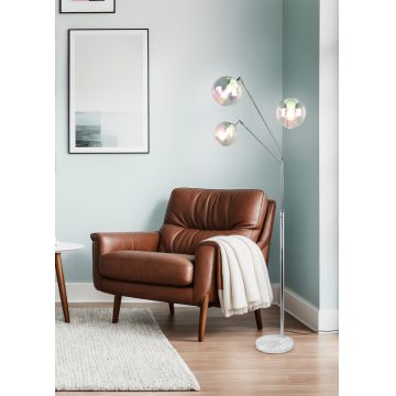 Lampadar Paxton, TRIO, 30x18x200 cm, 10W, 3x E27, metal, argintiu