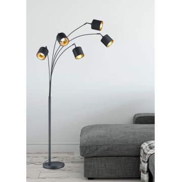 Lampadar Tommy, RL, 30x200 cm, 28W, 5x E14, metal, negru mat