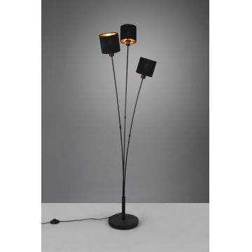 Lampadar Tommy, RL, 41x42x150 cm, 40W, 3x E14, metal/textil, negru mat