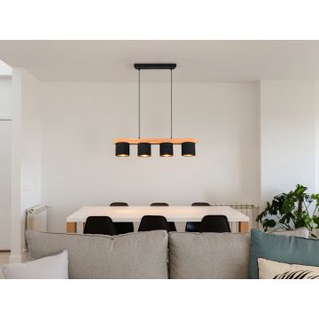 Lustra Cameron, RL, 75x12x150 cm, 28W, 4x E14, lemn, natur/negru