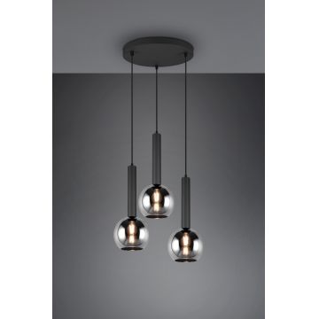 Lustra Clayton, TRIO, 45x150 cm, 28W, 3x E27, metal, negru mat