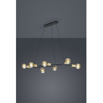 Lustra Cross, TRIO, 91x45x150 cm, 28W, 7x E27, metal, negru mat/auriu