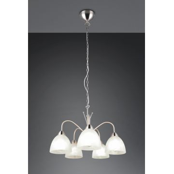 Lustra Dobby, RL, 55x150 cm, 10W, 5x E27, metal, nichel mat/alb