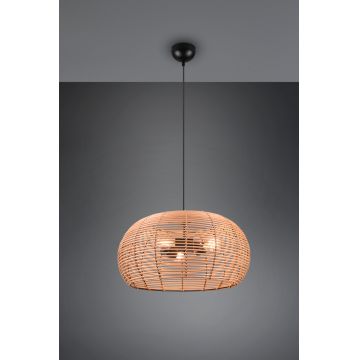 Lustra Inga, TRIO, 50x150 cm, 40W, 3x E27, ratan, natur/negru