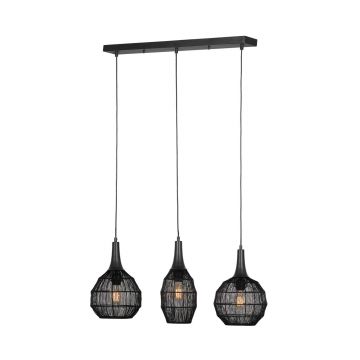 Lustra Soraya, TRIO, 80x26x150 cm, 10W, 3x E27, metal, negru mat