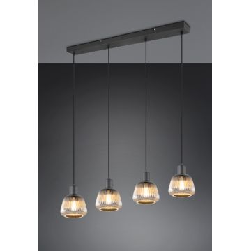 Lustra Tarifa, TRIO, 90.5x15x150 cm, 25W, 4x E27, metal, negru mat/argintiu