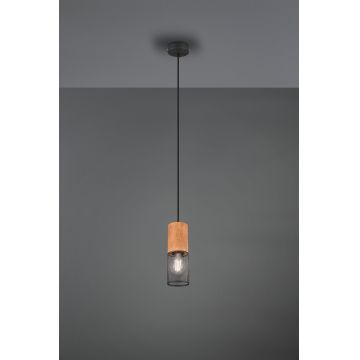 Lustra Tosh, TRIO, 10x150 cm, 40W, 1x E27, metal, negru mat/natur