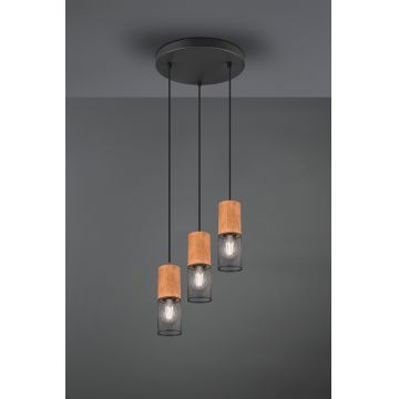 Lustra Tosh, TRIO, 28x150 cm, 40W, 3x E27, metal, negru mat/natur