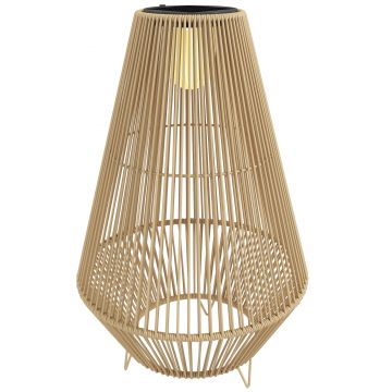 Outsunny Lampă Solară din Ratan, Lanternă de Grădină cu Aprindere/Oprire Automată, IP44, Impermeabilă și Decorativă, pentru Terasă, Verandă, Patio, 35x35x55 cm, Galben | Aosom Romania