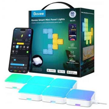 Panou Luminos Smart Mini Wi-Fi Bluetooth Alexa Google Asistant 10xBuc Alb