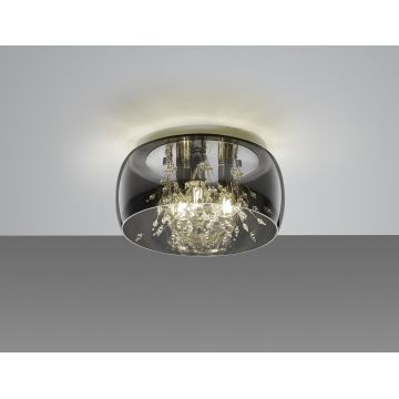 Plafoniera Crystel, TRIO, 34x17.5 cm, 28W, 3x E14, sticla, argintiu