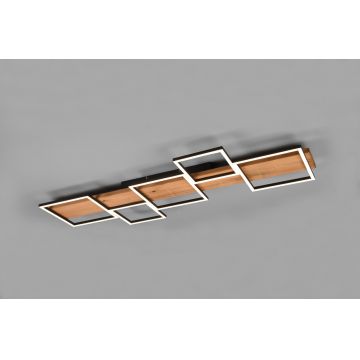 Plafoniera Harper, TRIO, 115x44.5x7.5 cm, 42W, 1x SMD, metal/lemn, natur/negru mat