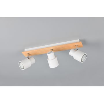 Plafoniera Pierre, RL, 40x6x15 cm, 10W, 3x GU10, metal, alb mat/natur