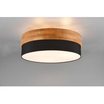 Plafoniera Seasons, TRIO, 50x21 cm, 40W, 3x E27, lemn/textil, natur/negru